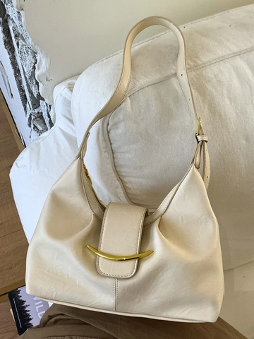 Damen Minimalistisch PU-Leder Hobo Tasche Retro Crescent Metallschnalle Umhängetasche Große Kapazität Urban Casual Daily Crossbody Bag