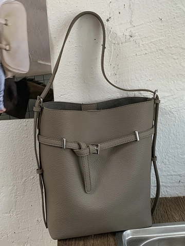 Borsa a Secchiello Minimalista da Donna a Grande Capacità in Pelle PU Motivo Litchi Borsa a Tracolla Retro Fashion Casual Tote Con Tracolla Regolabile