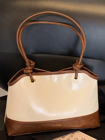 Bolso Tote Retro de Gran Capacidad para Mujer Bolso de Hombro de Cuero PU con Borla de Cuentas Bolso de Axila Informal de Nicho