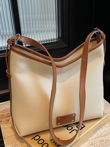 Sac Cabas Femme Grande Capacité Sac à Bandoulière Commuter Cuir PU Patchwork Rivets Sac Hobo Mode Sac Quotidien