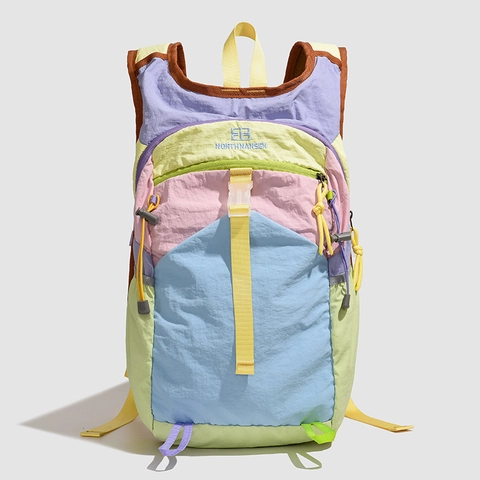 Trendy Color Block Outdoor Travel Backpack Lightweight Waterproof Nylon Hiking Sports Bag For Men Women Student School Daily Carry