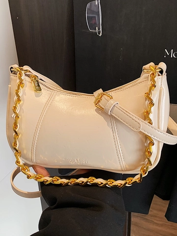Bolso Hobo de Cuero PU Vintage para Mujer Bolso de Hombro Chic en Media Luna Con Cadena Dorada Bolso Retro Cruzado Regalo