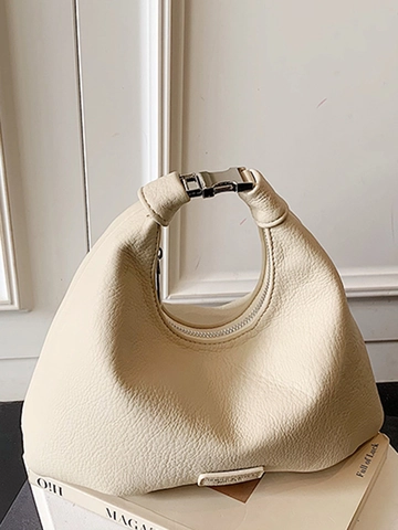 Vintage Litchi Grain PU Leather Bucket Bag For Women Star Pendant Urban Minimalist Hobo Handbag Commute Shoulder Crossbody Bag