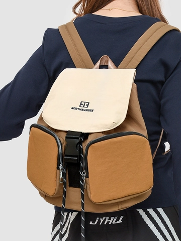 Große Kapazität Farbblock Rucksack Für Damen Wasserdicht Nylon Schultasche Mit Kontrastklappe Mode Lässig Daypack