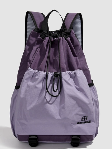 Zaino Leggero Outdoor con Coulisse Tessuto Oxford Impermeabile Patchwork Borsa a Spalla Doppia per Viaggio Sport Palestra Unisex