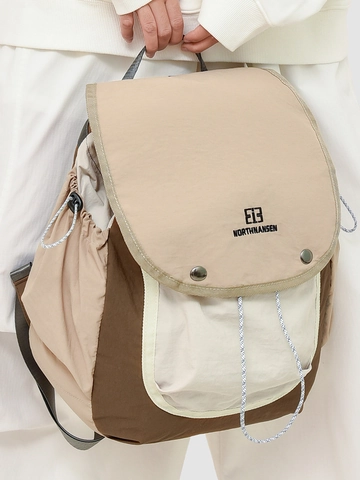 Damen Retro Preppy Stil Farbblock Rucksack Mode Nylon Schultasche Große Kapazität Wasserdicht Kordelzug Lässiger Tagesrucksack
