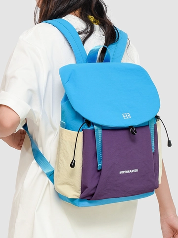 Mochila De Moda Para Mujer En Nylon Diseño Color Block Bolsa Ligera Con Cordón Viaje Estudiantes Bordado Mochila Casual