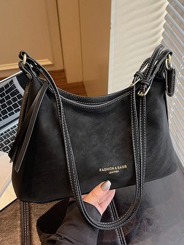 Borsa a Spalla da Donna in Pelle PU Vintage Urban Simple Cuciture a Contrasto Borsa Tote Grande Capacità Borsa a Mano Pendolare