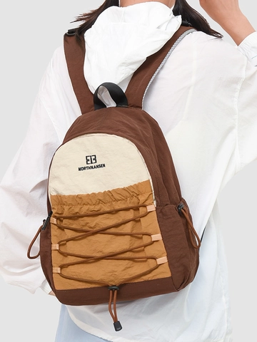 Zaino in Nylon Patchwork Casual da Donna Impermeabile a Grande Capacità Borsa da Scuola Zaino da Viaggio con Coulisse