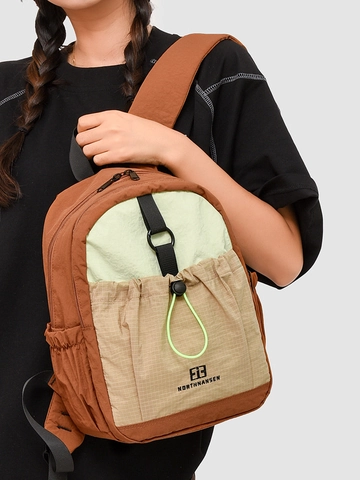 Women's Fashion Color Block Nylon Backpack Large Capacity Waterproof School Bag For Student Outdoor Lightweight Casual Travel Backpack