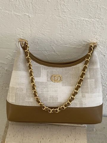 Borsa da Ascella Vintage da Donna in Pelle PU e Tessuto Patchwork Tracolla a Catena alla Moda Elegante Borsa a Tracolla Retro Piccola Quadrata
