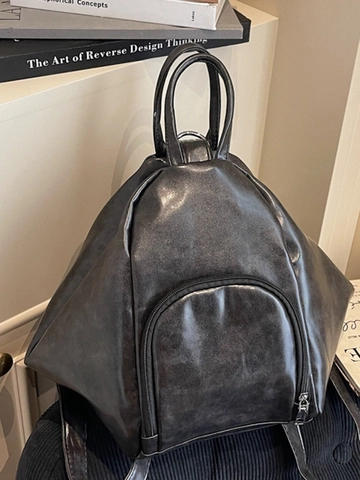 Bolso de Mano Plisado de Cuero PU de Gran Capacidad para Mujer Estilo Coreano Minimalista Mochila de Hombro Multifuncional Bolso Diario