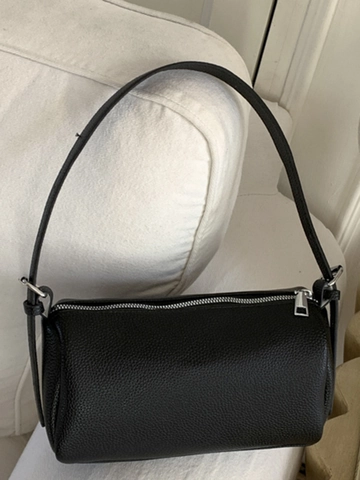 Sac Traversin Cylindrique en Cuir PU Minimaliste pour Femme Sac à Bandoulière à la Mode avec Texture Litchi pour le Navettage Quotidien