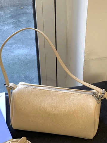 Sac Traversin Cylindrique en Cuir PU Minimaliste pour Femme Sac à Bandoulière à la Mode avec Texture Litchi pour le Navettage Quotidien