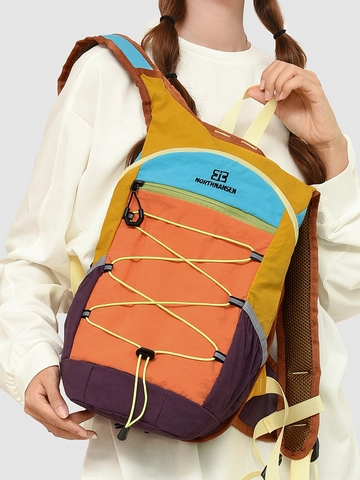 Leichter Wasserdichter Nylon Rucksack Für Damen Kontrastfarbe Kordelzug Reise-Rucksack Schultasche Für Sport