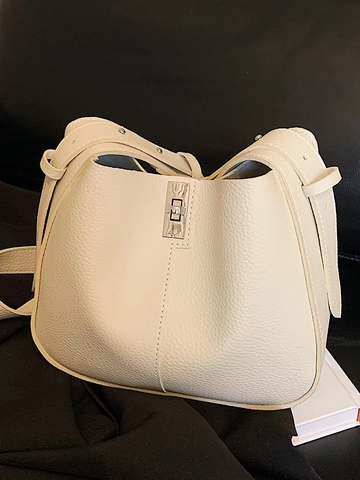 Secchiello da Donna in Pelle PU Moda Minimalista con Cuciture Borsa a Tracolla con Chiusura in Metallo Borsa Retrò