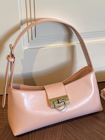 Borsa Sotto l'Ascella Retro di Nicchia per Donna Primavera Nuova Moda Alta Qualità Urbano Minimalista Borsa a Tracolla in Pelle PU Con Serratura in Metallo