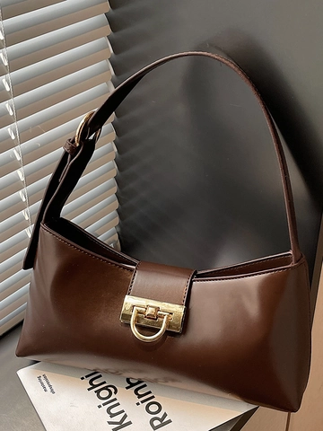 Borsa Sotto l'Ascella Retro di Nicchia per Donna Primavera Nuova Moda Alta Qualità Urbano Minimalista Borsa a Tracolla in Pelle PU Con Serratura in Metallo