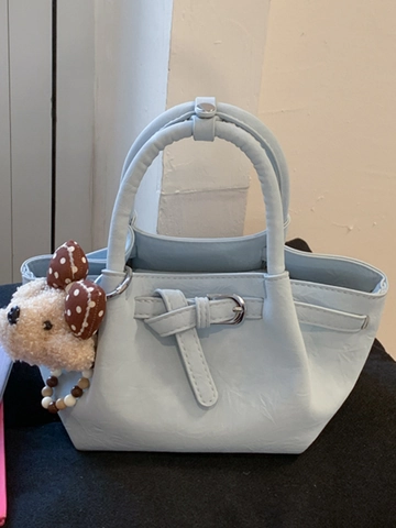 Sac Seau pour Femme en Cuir PU Tendance Style Coréen Sac à Bandoulière Avec Pendentif Ours en Peluche et Boucle de Ceinture