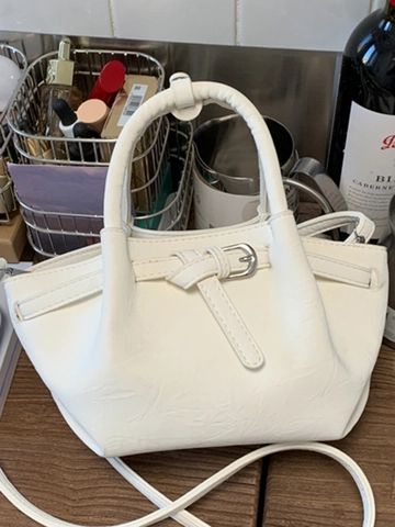 Sac Seau pour Femme en Cuir PU Tendance Style Coréen Sac à Bandoulière Avec Pendentif Ours en Peluche et Boucle de Ceinture