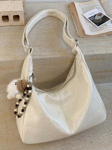 Borsa Hobo Sottobraccio in Pelle PU Pieghettata Minimalista a Grande Capacità Donna Nuova Moda Coreana Borsa a Tracolla Versatile