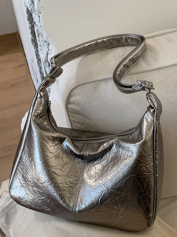 Borsa Hobo Sottobraccio in Pelle PU Pieghettata Minimalista a Grande Capacità Donna Nuova Moda Coreana Borsa a Tracolla Versatile