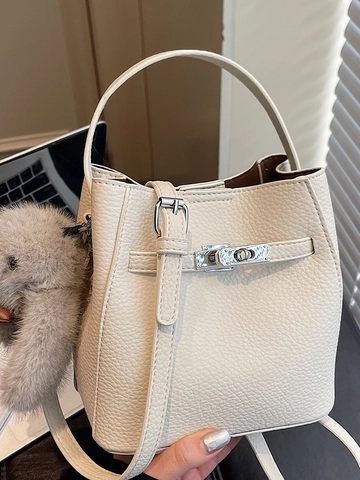 Mode PU Leder Eimertasche Für Damen Lychee Muster Handtasche Mit Metallschloss Tägliche Umhängetasche Crossbody Messenger Bag