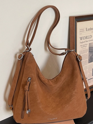 Vintage PU-Leder Tragetasche Große Kapazität Damen Schulter Hobo Tasche Vielseitiger Rucksack Für Büro Pendeln Freizeit Reisen