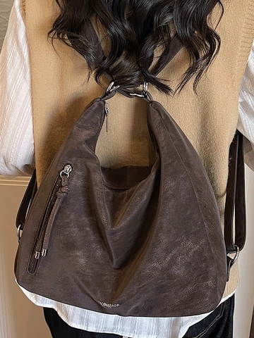 Vintage PU-Leder Tragetasche Große Kapazität Damen Schulter Hobo Tasche Vielseitiger Rucksack Für Büro Pendeln Freizeit Reisen