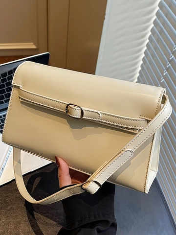 Vintage Minimalist PU Leather Small Square Bag For Women Fashion Solid Color Shoulder Underarm Crossbody Bag With Metal Buckle