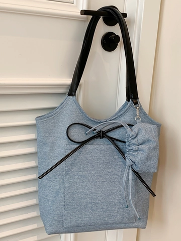 Große Kapazität Tragetasche Für Damen PU Material Schleife Dekoration Urban Minimalist Schultertasche Casual Handtasche