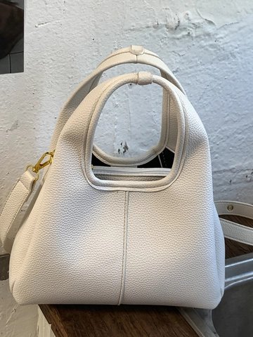 Borsa a Secchiello Minimalista in Pelle PU a Grana per Donna Borsa a Tracolla Urbana di Moda Borsa a Mano a Cesto