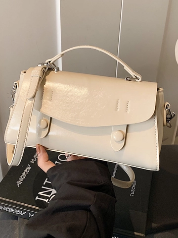Damen Retro PU Leder Quadratische Handtasche Minimalistische Schultertasche Elegante Umhängetasche Büro Tote Bag Für Damen