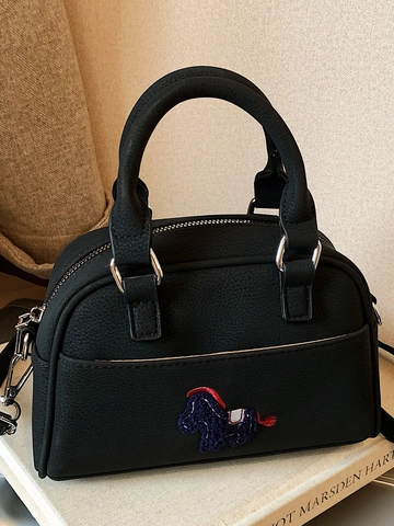 Borsa Bowling da Donna alla Moda in Pelle PU con Ricamo Animale Pony Borsa a Mano Casual Tracolla per Donna
