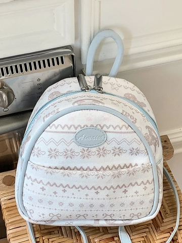 Koreaanse Stijl Mini Mode Rugzak Voor Dames PU Leer Schattig Patroon Student Schooltas Met Konijn Hanger Travel Daypack