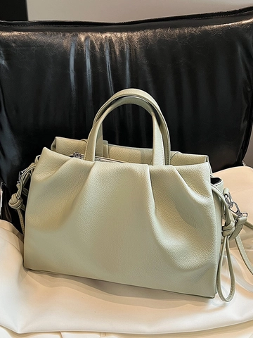 Damen Raffung PU Leder Handtasche Plissee Umhängetasche Große Kapazität Schultertasche Mit Verstellbarem Riemen Für Den Täglichen Weg