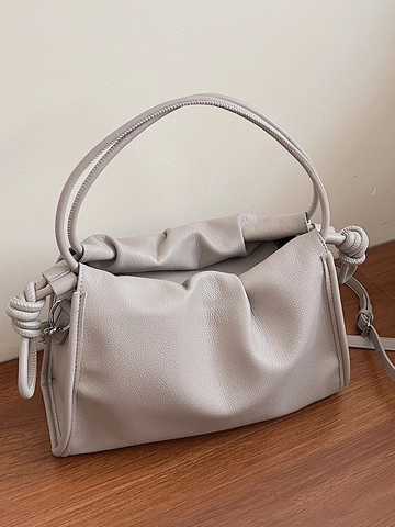 Französischer Stil Minimalistische PU Leder Plissierte Cloud Bag Für Damen Mit Knoten Schultergurt Casual Crossbody Bucket Tasche Chic Handtasche