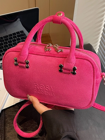 Borsa a Tracolla da Donna in Pelle PU Stile Coreano Minimalista Borsa a Mano Quadrata Piccola Borsa Boston alla Moda