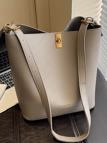 Sac Seau en Cuir PU Motif Litchi Vintage Pour Femmes Sac Sous le Bras Minimaliste Avec Sac Intérieur Pour Navettage Quotidien