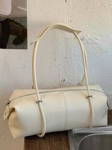 Borsa Tote in Pelle PU Stile Coreano Grande Capacità Urban Semplice Impuntura Borsa Sottobraccio Monospalla Borsa Grande per Donna