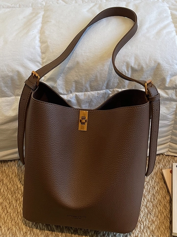 Sac Seau en Cuir PU Motif Litchi Vintage Pour Femmes Sac Sous le Bras Minimaliste Avec Sac Intérieur Pour Navettage Quotidien