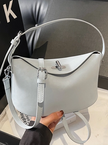 Damen PU Leder Umhängetasche Halbmond Hobo Handtasche Einfacher Urbaner Stil Täglicher Gebrauch Crossbody Tasche Mode