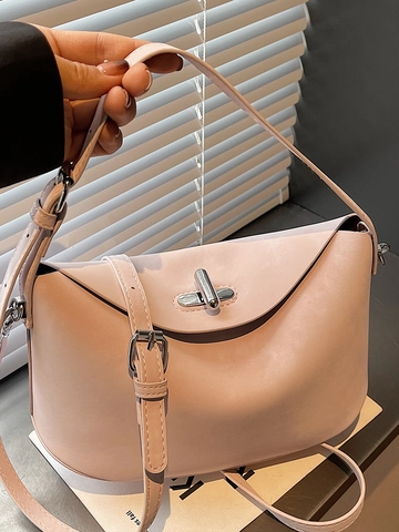 Damen PU Leder Umhängetasche Halbmond Hobo Handtasche Einfacher Urbaner Stil Täglicher Gebrauch Crossbody Tasche Mode