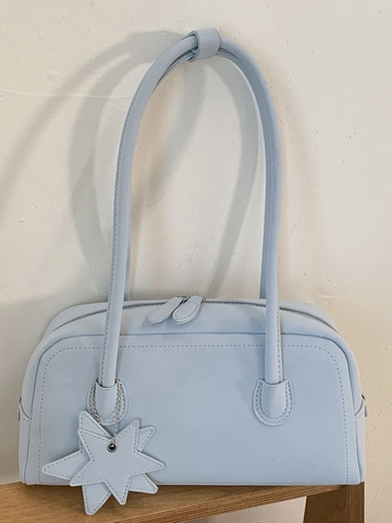 Women PU Leather Underarm Bag Fashion Star Pendant Boston Handbag Minimalist Solid Color Commuter Shoulder Bag For Ladies