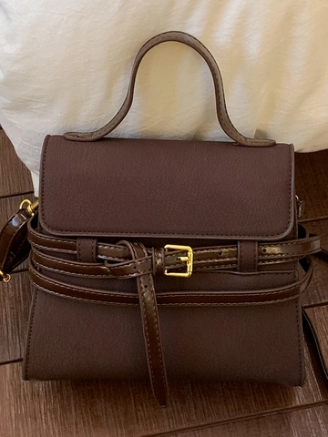Women Retro Minimalist PU Leather Small Square Handbag Fashion Office Commute Shoulder Crossbody Bag Contrast Color Design
