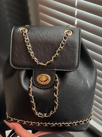 Mochila Mini de Cuero PU para Mujer con Cadena de Color en Contraste Pequeña Mochila Retro Bolso de Hombro Casual para Mujer