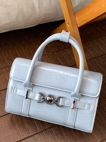 Bolso Cuadrado Pequeño de Cuero PU con Relieve de Cocodrillo Vintage para Mujer Hebilla de Metal Corazón Bolso de Hombro Moda