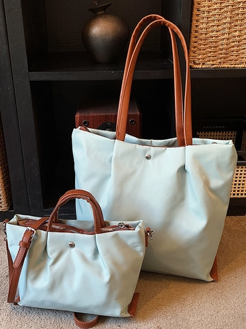 Bolso Tote de Oxford Color Sólido Minimalista Vintage Mujer Gran Capacidad Bolso de Hombro Axila Moda Casual Diario