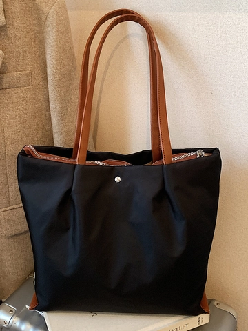 Bolso Tote de Oxford Color Sólido Minimalista Vintage Mujer Gran Capacidad Bolso de Hombro Axila Moda Casual Diario