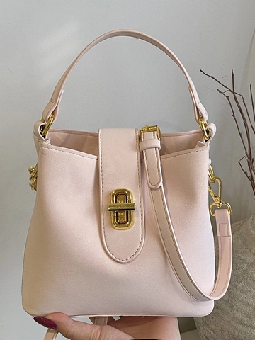 Vintage Eimer Tasche aus PU Leder für Damen Retro Großes Fassungsvermögen Handtasche Umhängetasche mit Metall Drehsperre